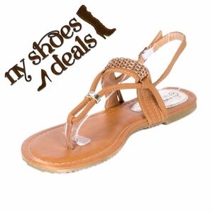 Women Brown Slingback Thong Flat Sandals S-1914